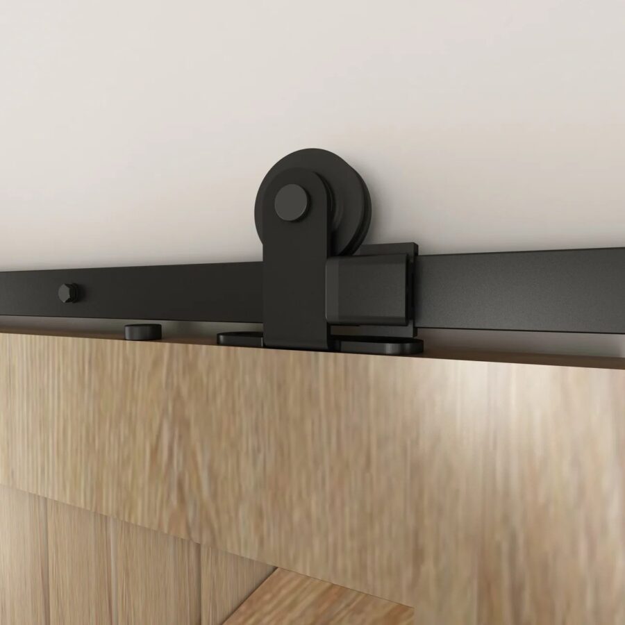 Matte Black Top Mounted Track Barn Door Accessories