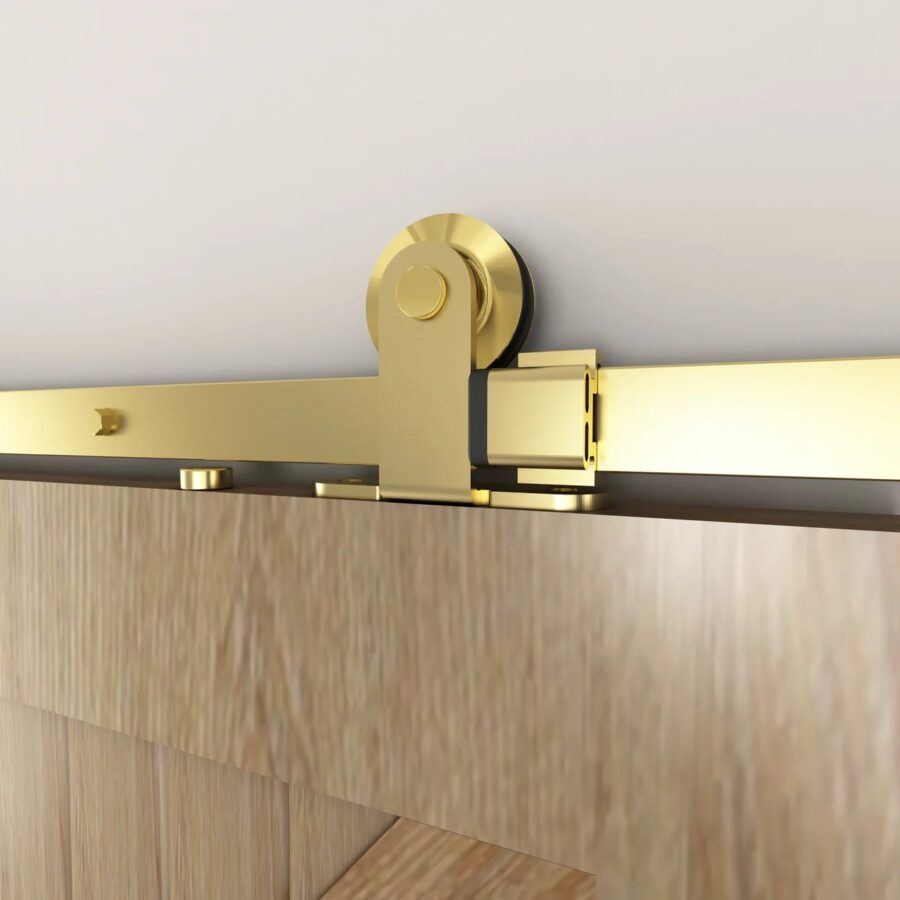 Satin Gold Top Mounted Track Barn Door Accessories